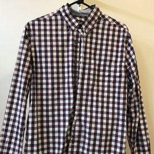 Purple checkered casual button down.